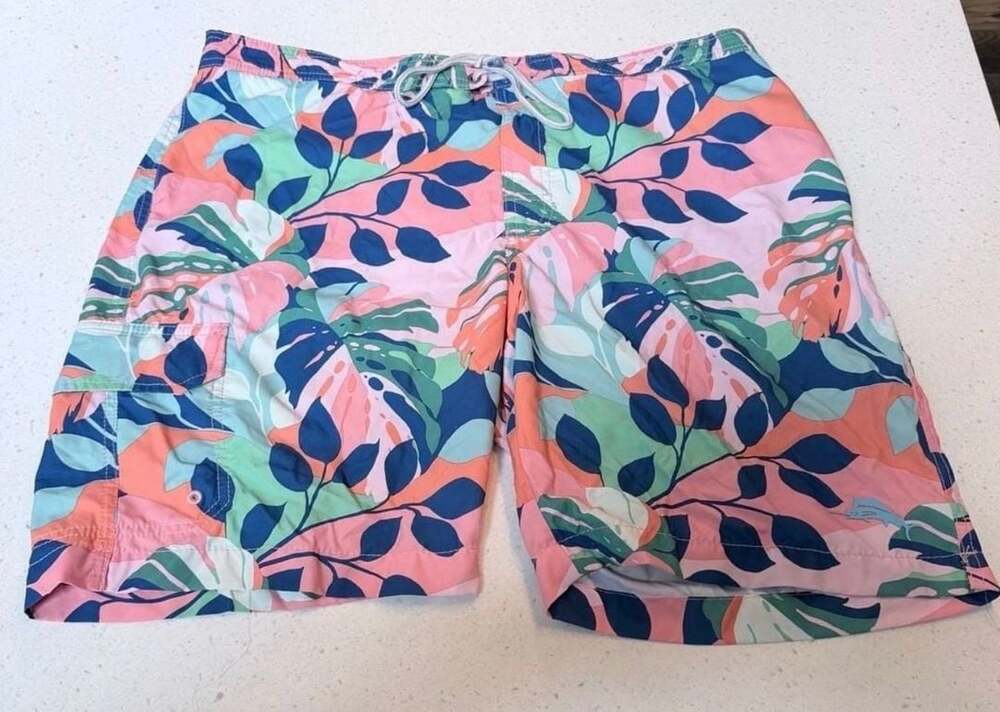Tommy Bahama Floral Swim Trunks Size XL Tropical Leaf Board Shorts